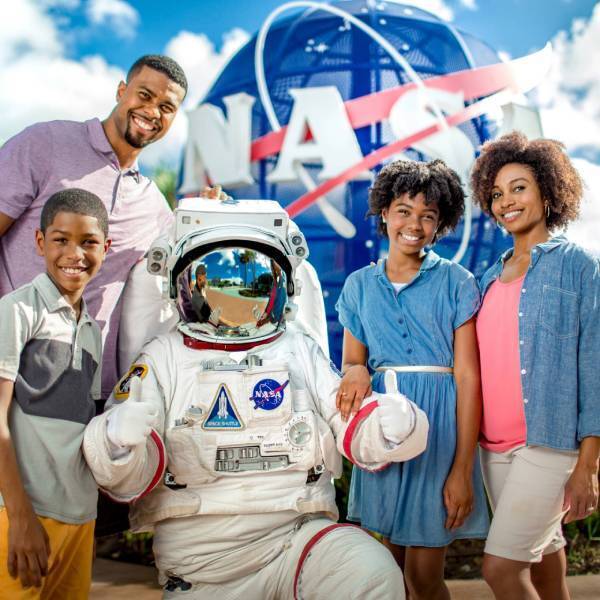 Family with astronaut at Kennedy Space Center